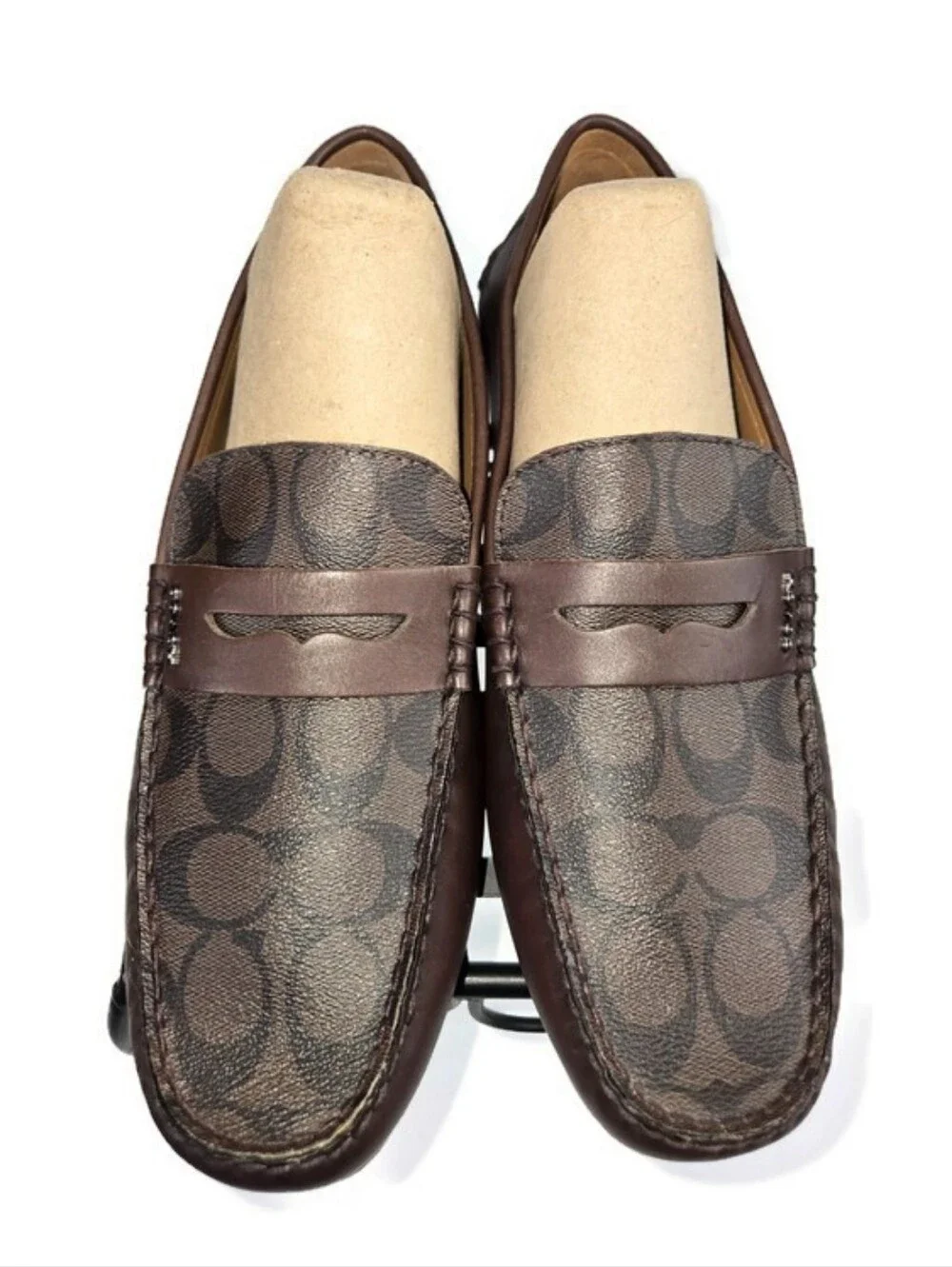 Coach FG2983 Mott Driver Mahogany Signature PVC Loafer Shoes Mens Size 10D NIB